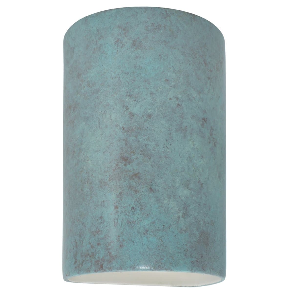 Justice Design Group | Ambiance Cylinder Open Top & Bottom Wall Sconce — Verde Patina, Small Shade, Standard, Replaceable Bulb