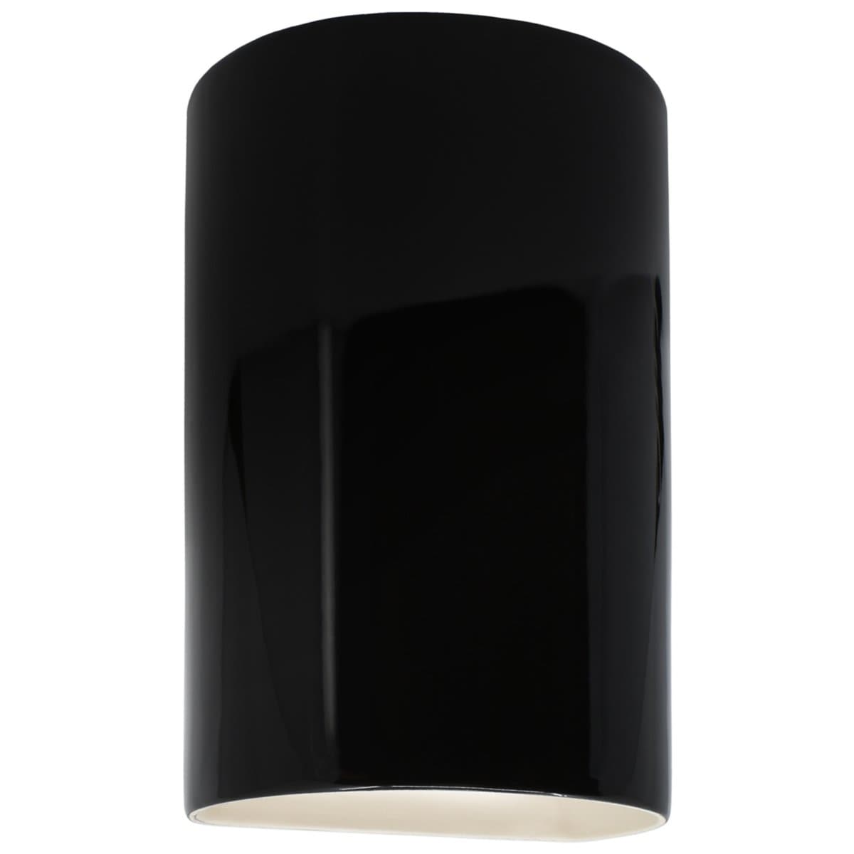 Justice Design Group | Ambiance Cylinder Open Top & Bottom Wall Sconce — Gloss White, Large Shade, Standard, Replaceable Bulb