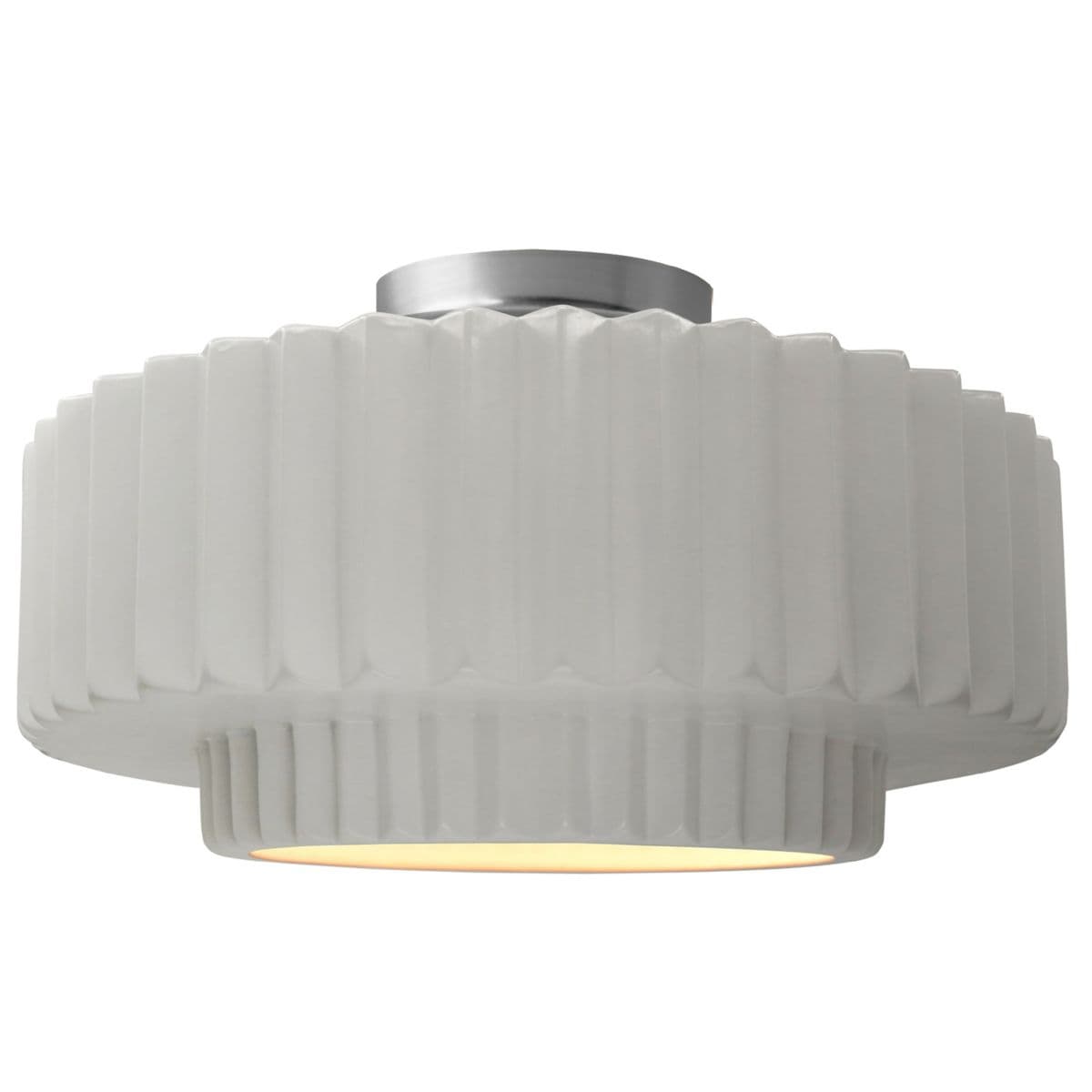 Justice Design Group Radiance Tier Pleated Led Semi-Flushmount by Justice Design — Bisque, Brushed Nickel, 16-Inch