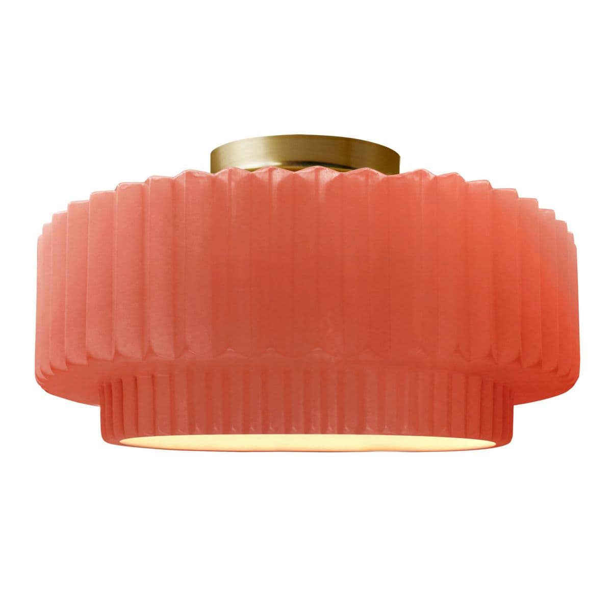 Justice Design Group | Radiance Tier Pleated LED Semi-Flushmount by Justice Design — Gloss Blush, Brushed Brass, 12-Inch