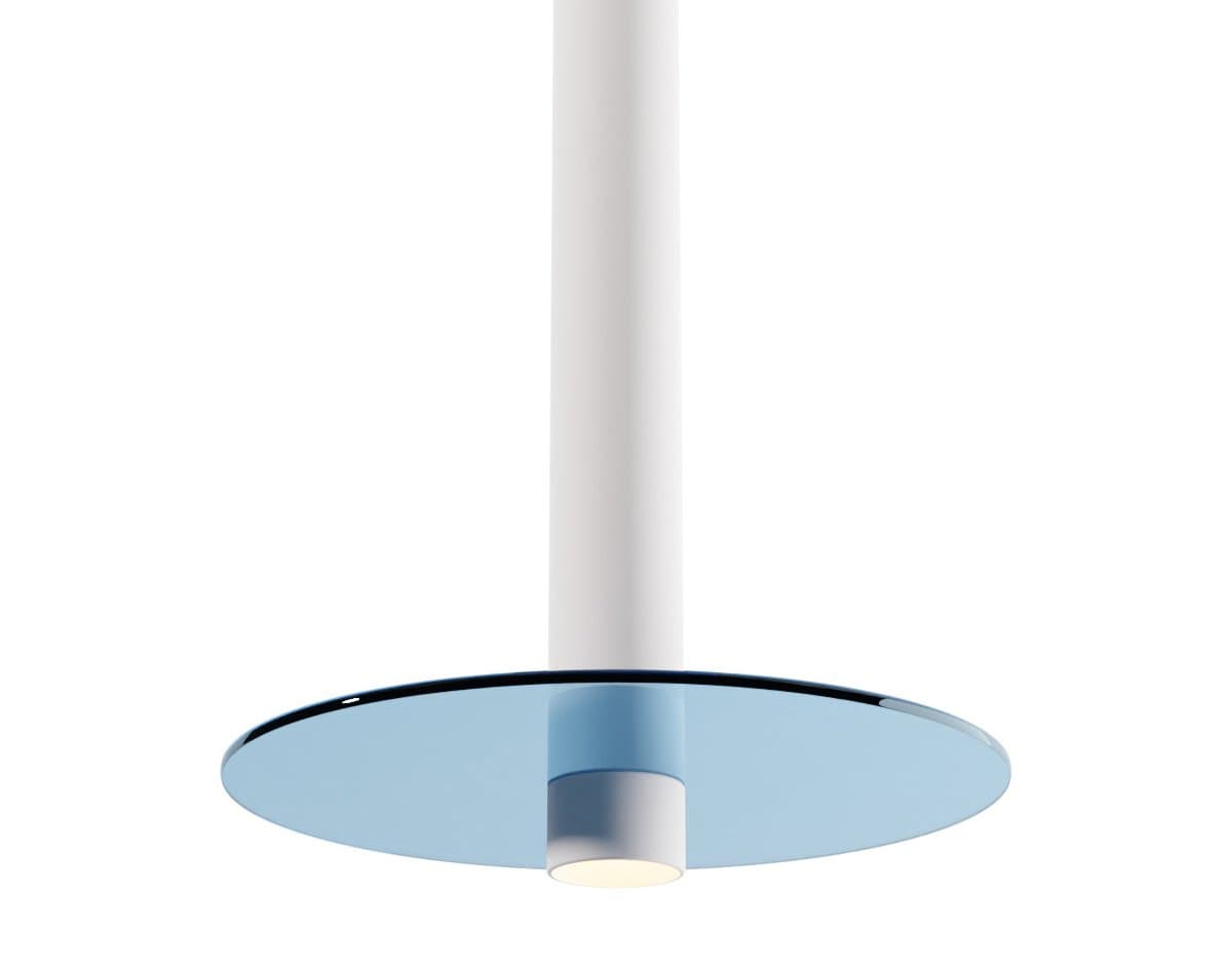Koncept | Combi LED Pendant with Decorative Glass Plate — Matte White with Blue, 12 Inch