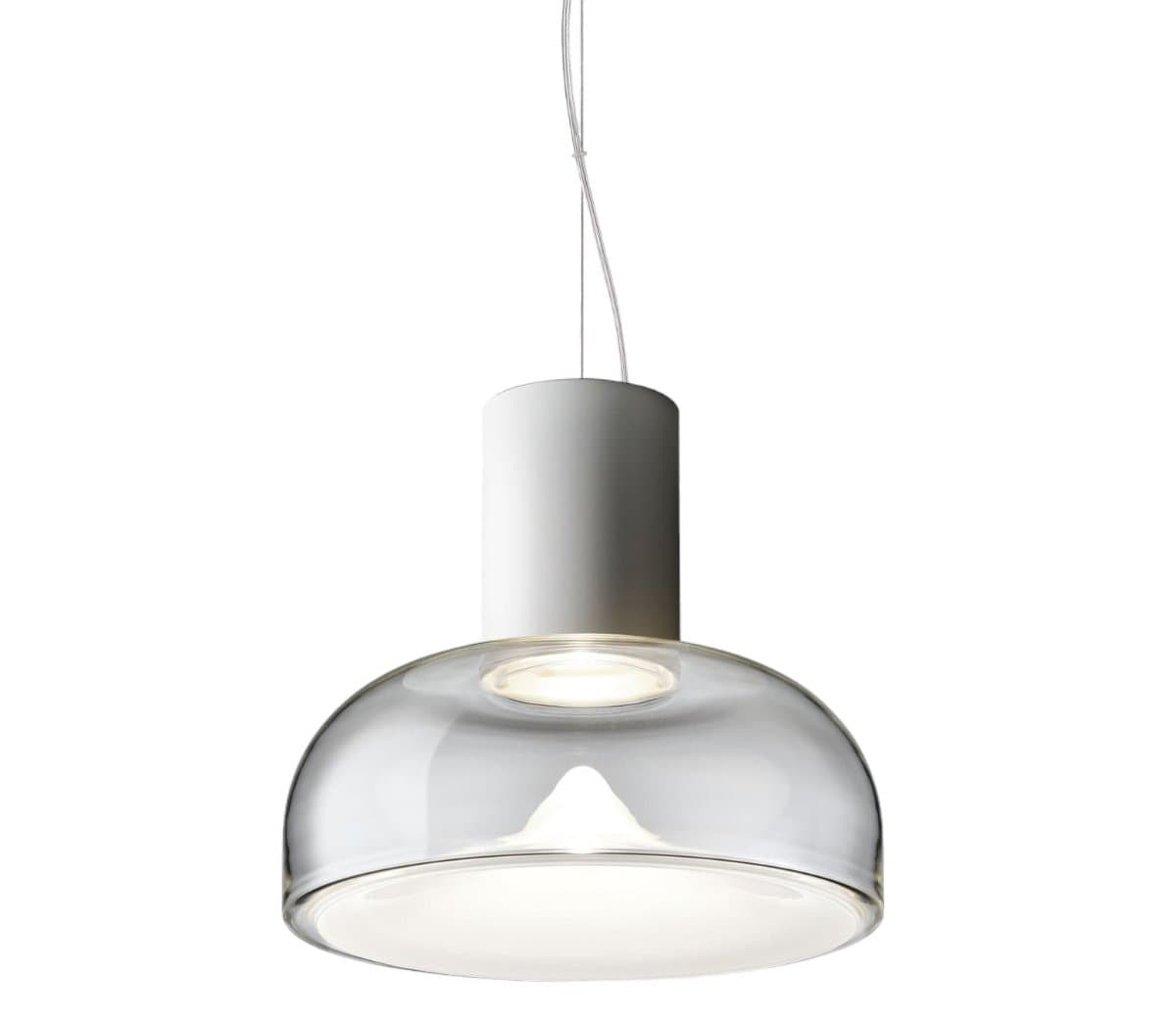 Leucos Lighting | Aella Tall LED Pendant — Transparent with Matte White, Small