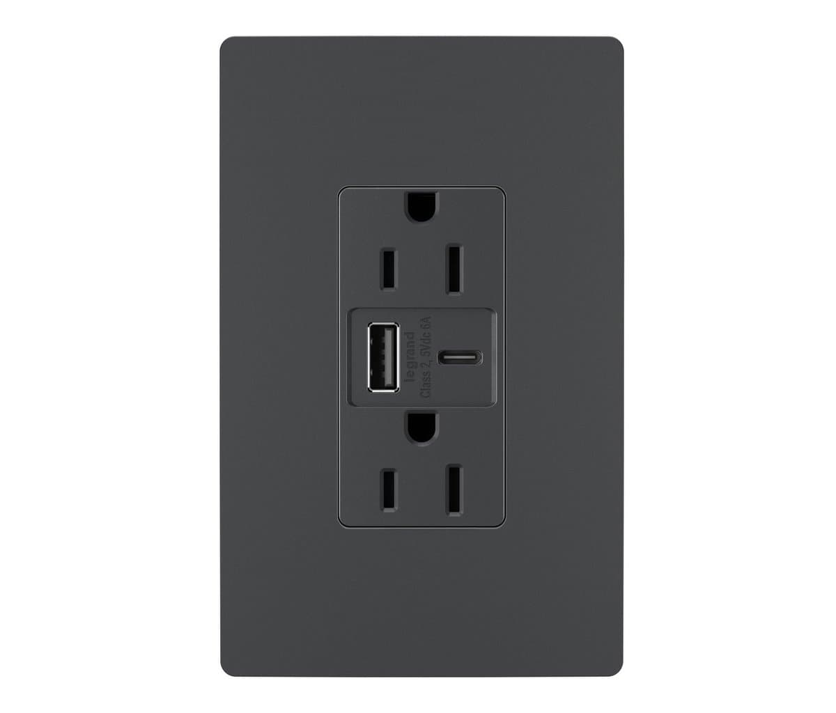 Legrand Adorne | Radiant 15A Tamper Resistant Outlet — Black