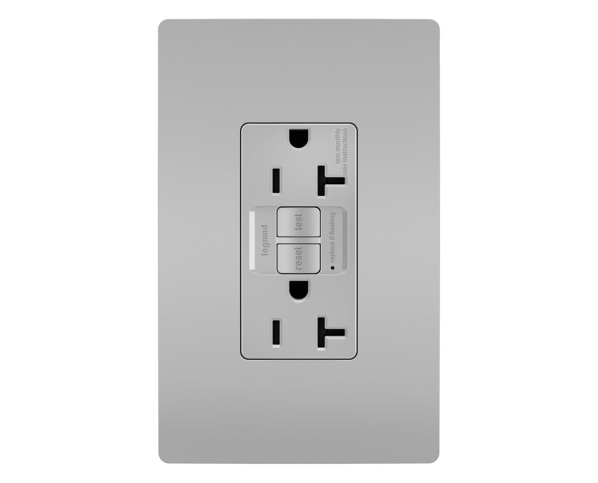 Legrand Adorne | Radiant Spec Grade 20A Self-Test GFCI Receptacle — Gray
