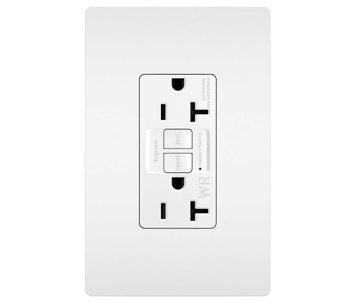 Legrand Adorne | Radiant Spec Grade 20A Weather Resistant Self-Test GFCI Receptacle — White