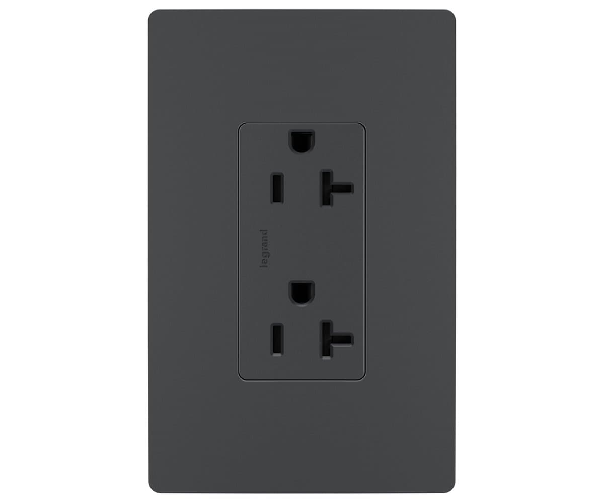 Legrand Adorne | Radiant Spec Grade 20A Tamper Resistant Outlet — Graphite