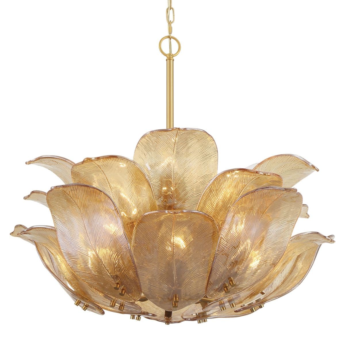 Metropolitan Lighting Orchid Chandelier — Legacy Brass with Amber, 29.25 Inch