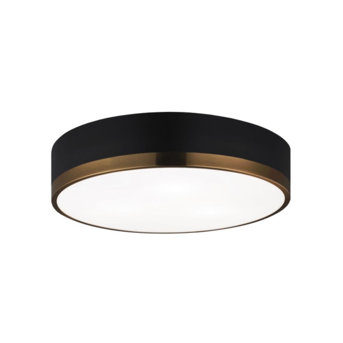 Huxe Tommaso Flush Mount Ceiling Light — Black with Aged Gold, 16 in