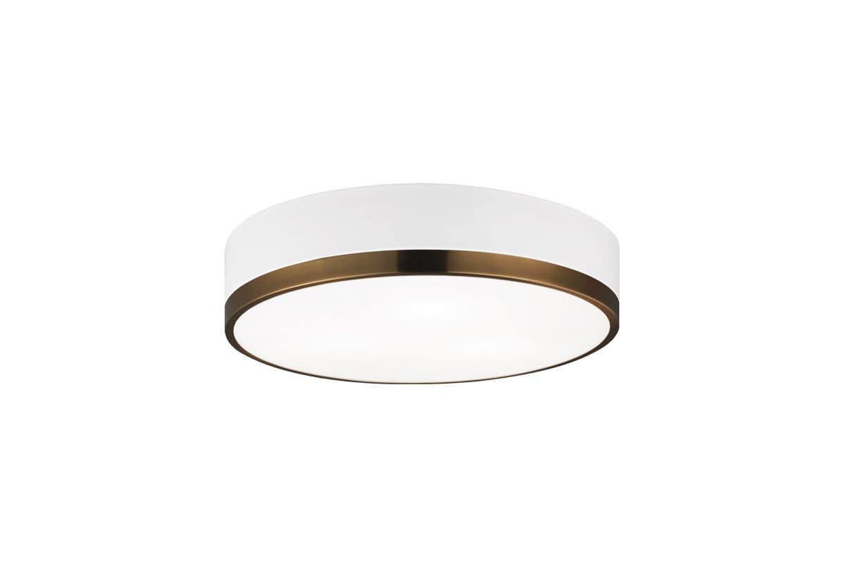 Huxe | Tommaso Flush Mount Ceiling Light — White with Aged Gold Brass, 16 in