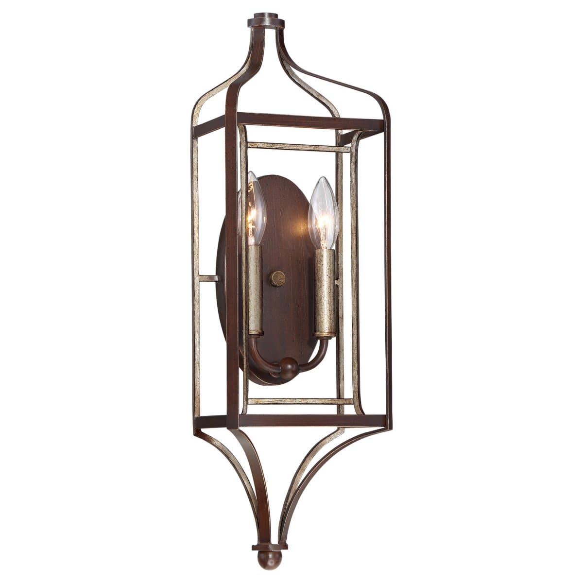 Minka-Lavery | Astrapia Wall Sconce — Dark Rubbed Sienna and Aged Silver