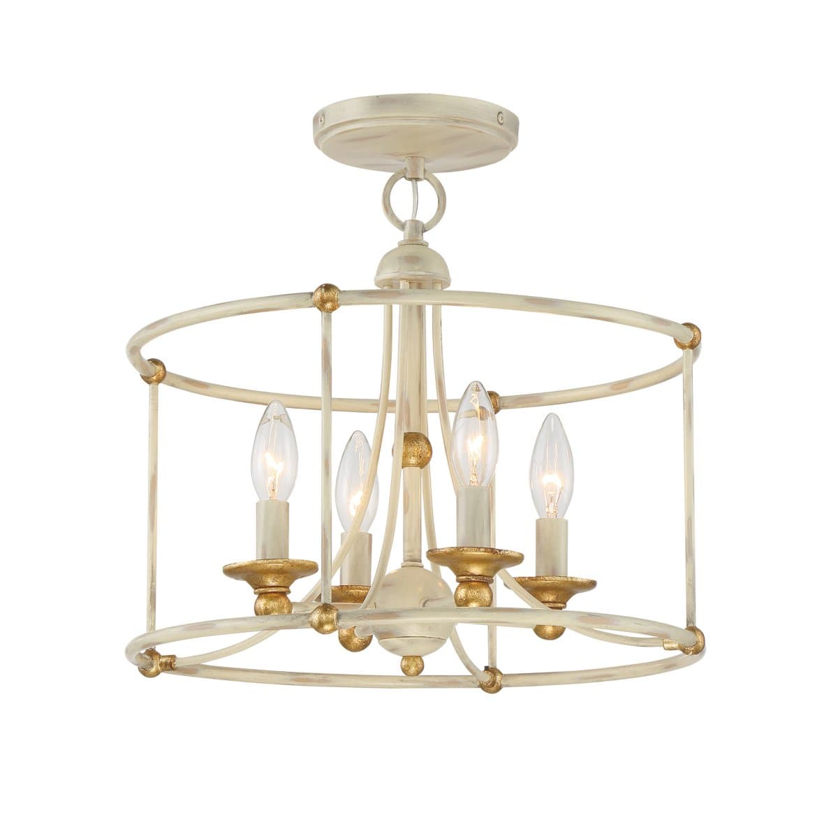 Minka-Lavery | Westchester County Semi-Flushmount — Farmhouse White with Gilded Gold Leaf