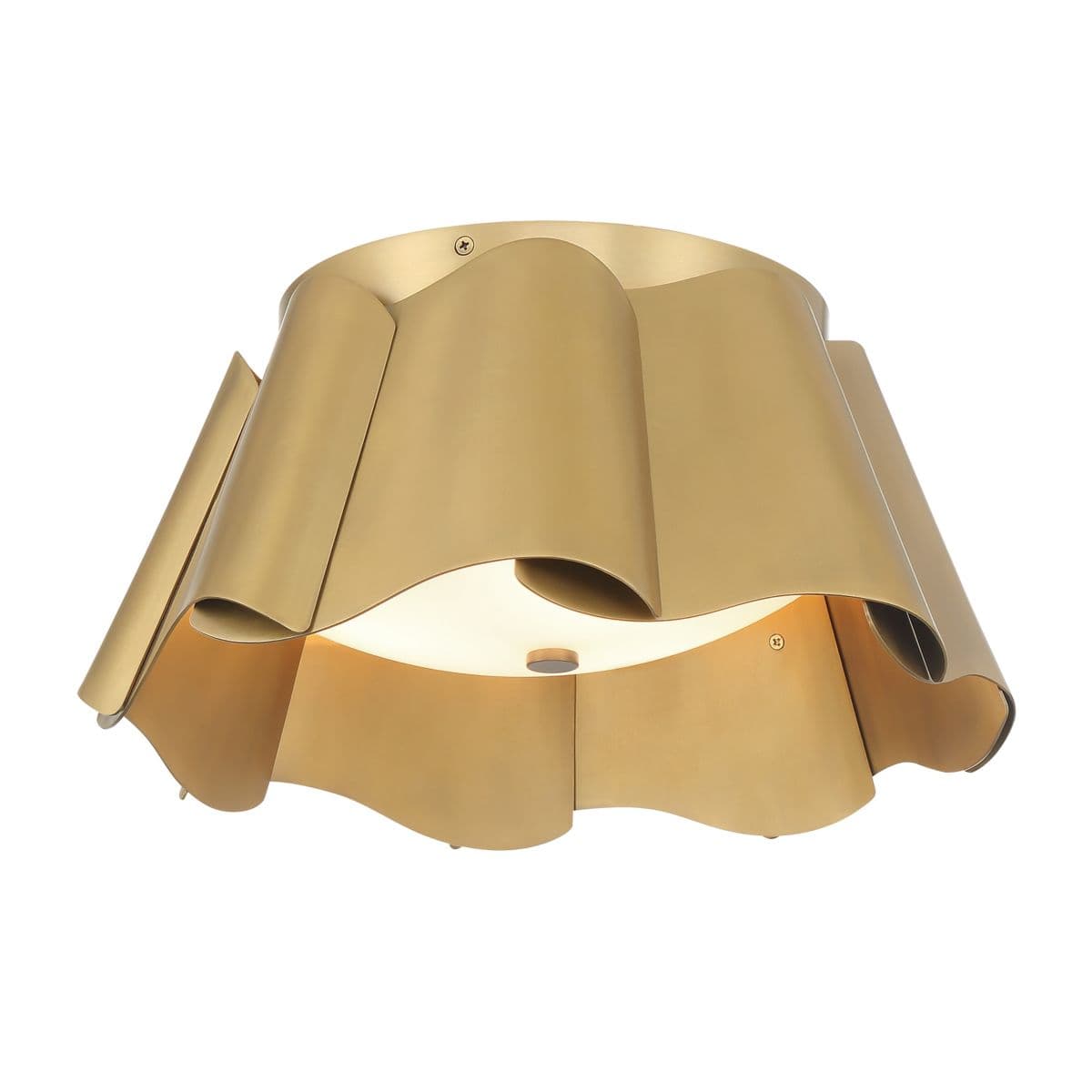 Minka-Lavery | Waveform Flushmount — Legacy Brass with Etched Glass