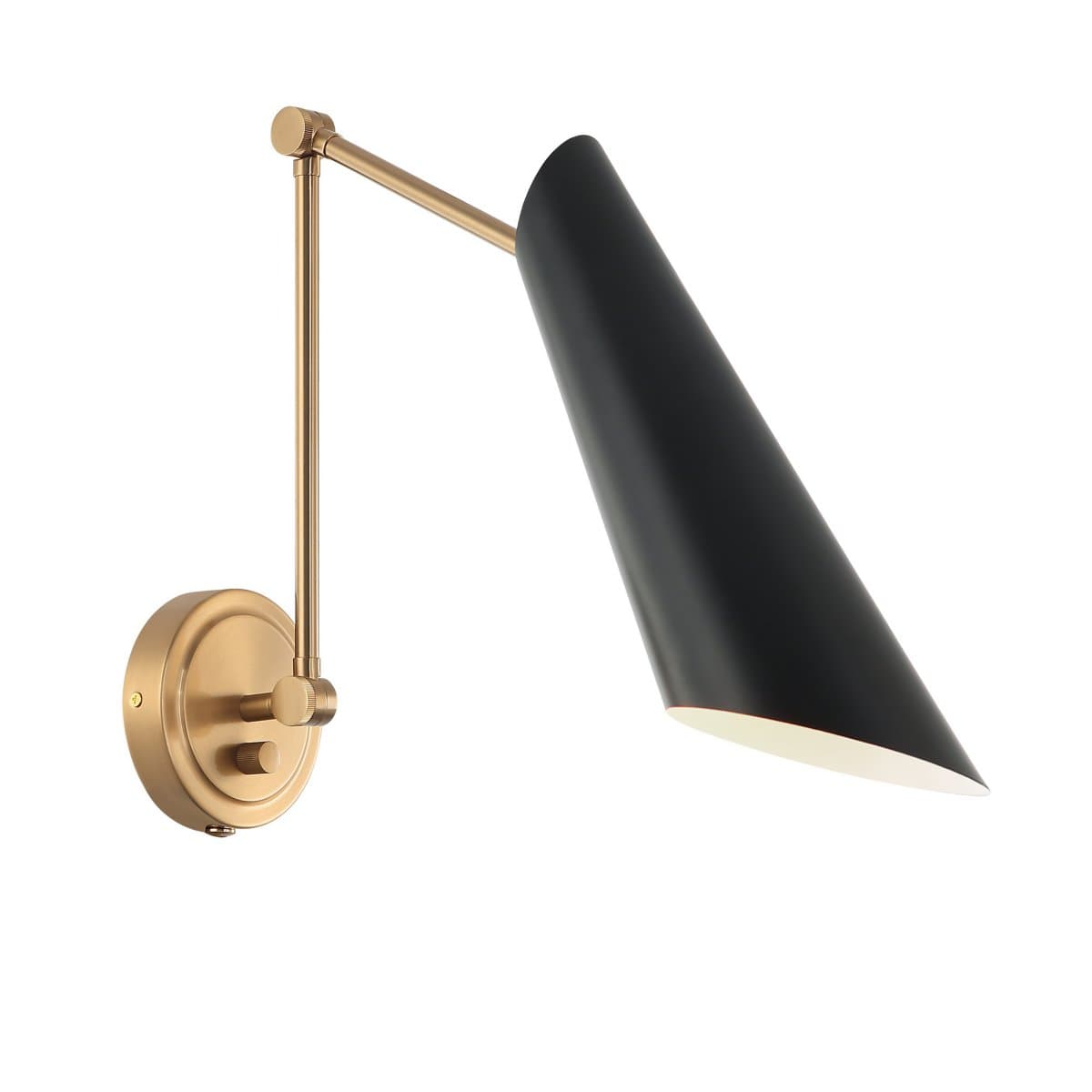 Huxe | Bella Adjustable Arm Wall Sconce — Aged Gold Brass with Black