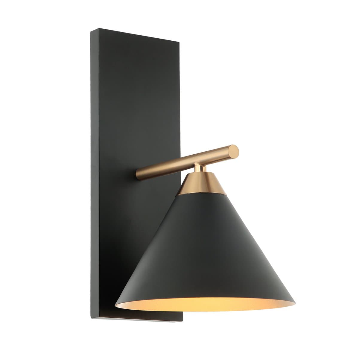 Huxe | Serif Wall Sconce — Aged Gold Brass with Matte Black