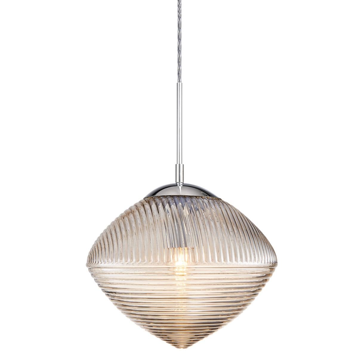 Huxe | Lurea Diamond Pendant — Chrome with Cognac Glass