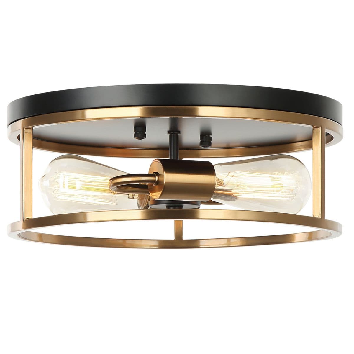 Alder & Ore | Elizette Flushmount — Black with Aged Gold Brass, 13 in