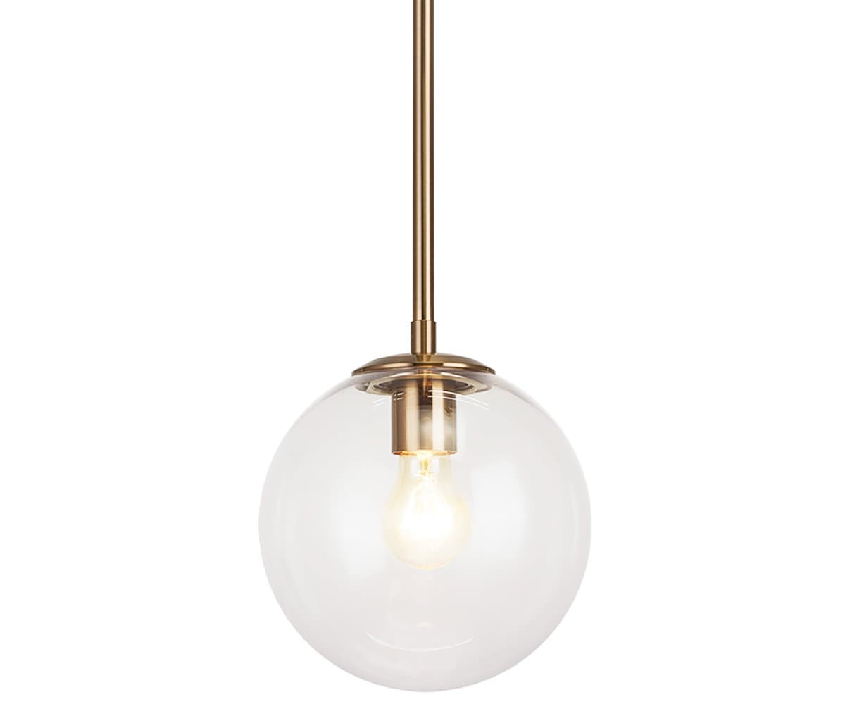 Huxe | Melia Mini Pendant — Clear Glass, Aged Gold Brass