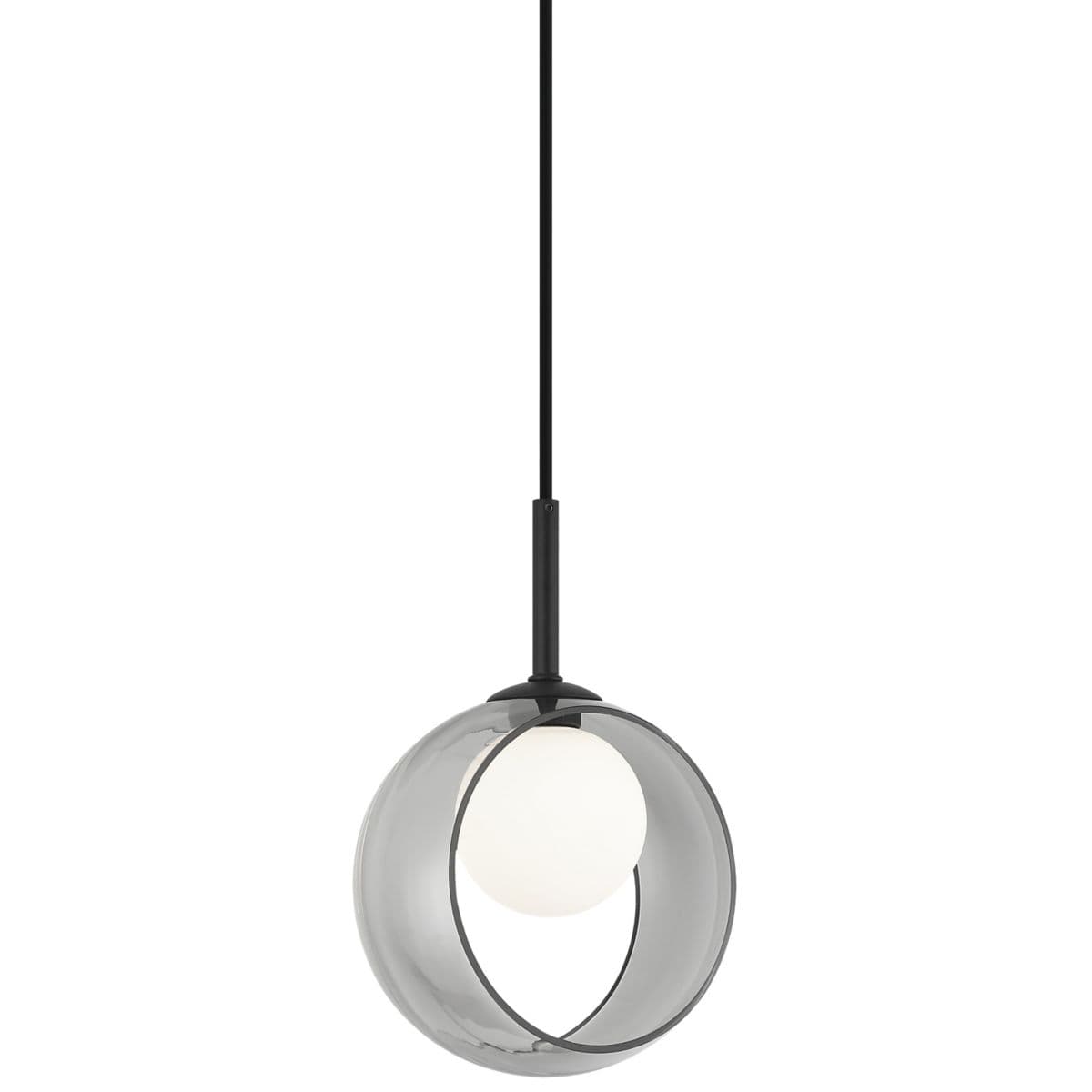 Huxe Aracelli Pendant — Black with Smoke Glass, Medium