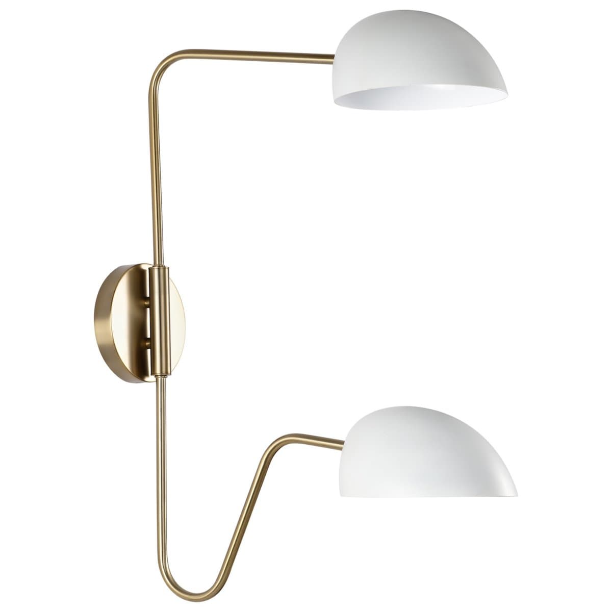 Alder & Ore | Dev 2-Light Swingarm Wall Sconce — Matte White with Burnished Brass