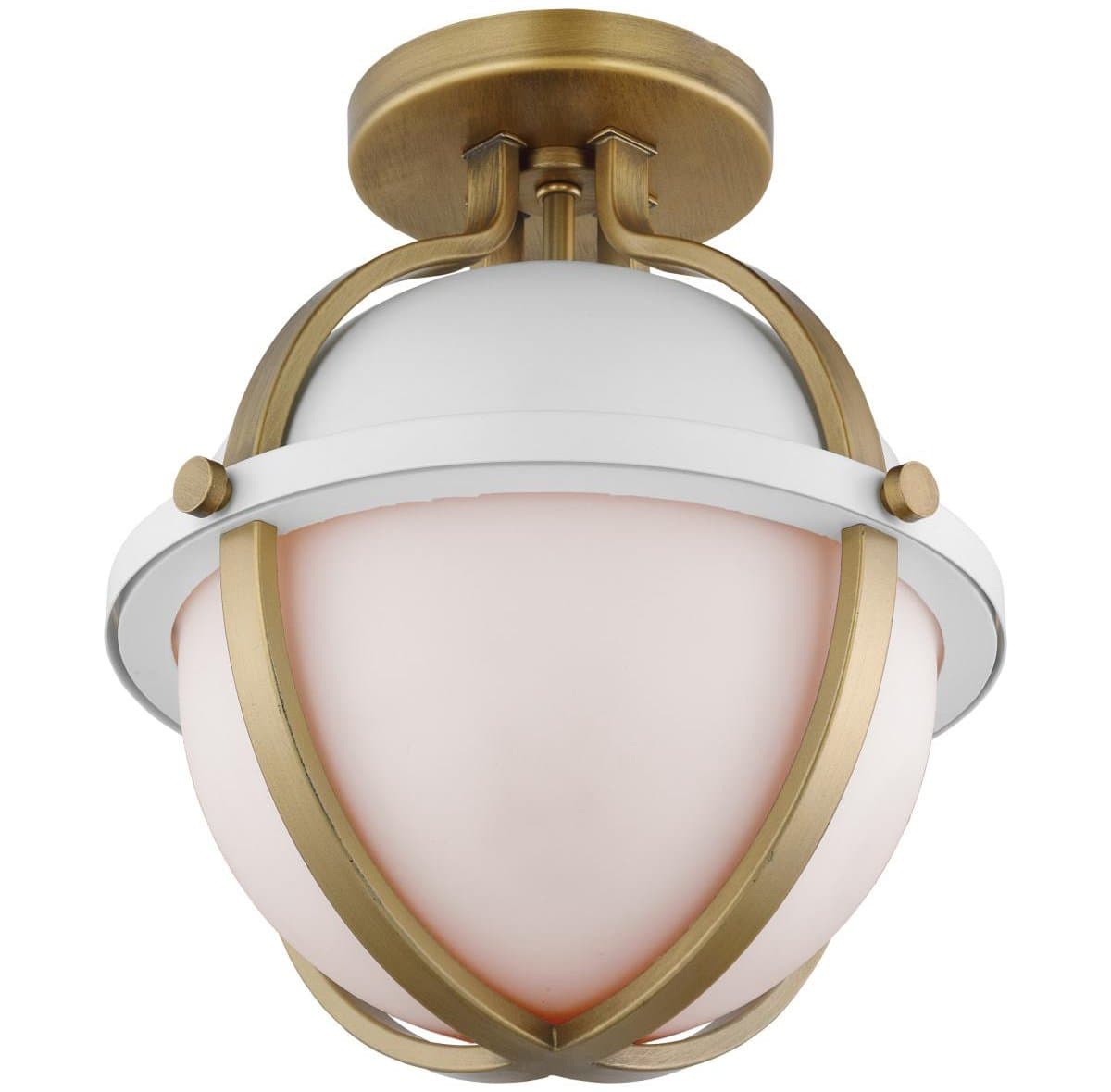 Alder & Ore | Achron Semi-Flushmount — Matte White with Frosted Glass