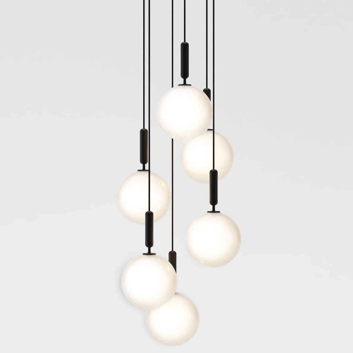 Nuura | Miira Multi-Light Pendant — Rock Grey with Opal White, Large, 6
