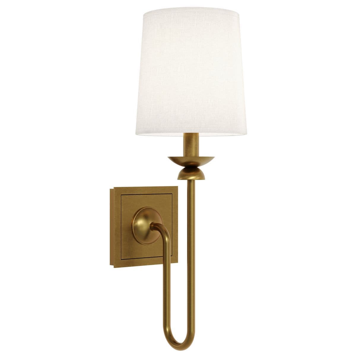 Robert Abbey William Square Backplate Wall Sconce — Lacquered Burnished Brass
