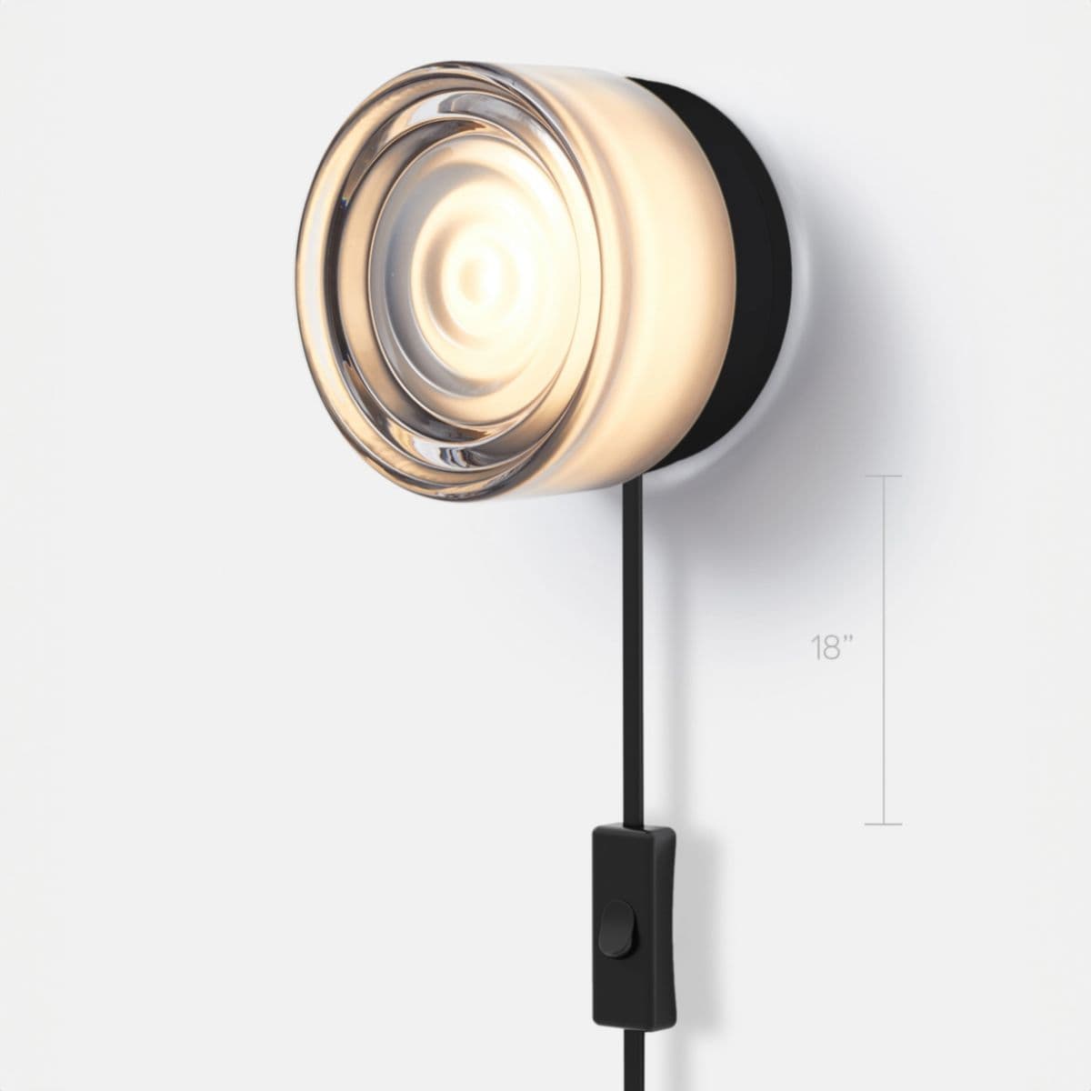 RBW | Ripple Corded LED Wall Sconce — Smoked, Black Anodized, Bottom w/ toggle switch