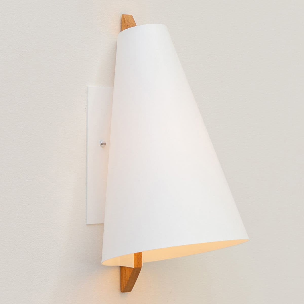 Ravenhill Studio Hood Wall Sconce — White Oak with White, Without Pull Chain