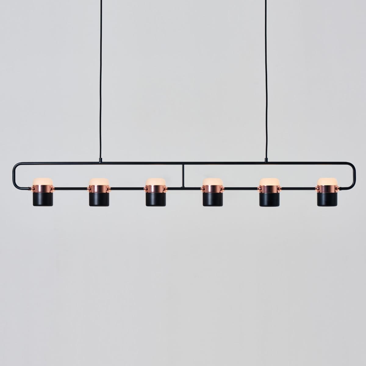 Seed Design | Ling PL6 LED Linear Suspension — Matte Black with Copper