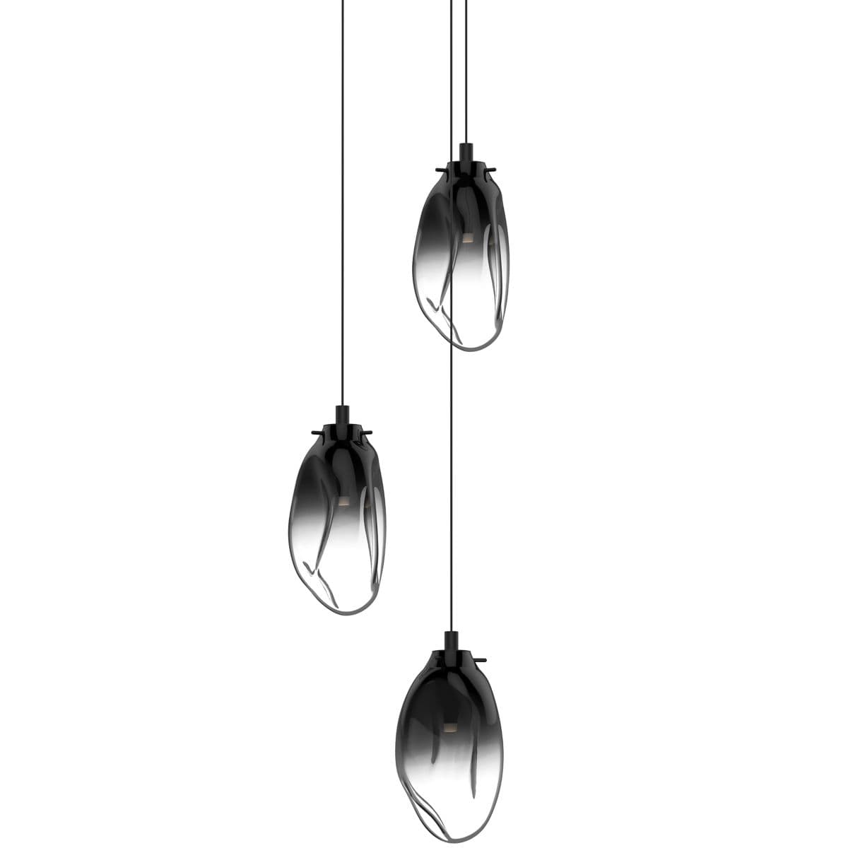 Sonneman Lighting Liquid 3-Light Round Multi-Light Pendant by Sonneman Lightin — Smoke Fade, 14 Inch