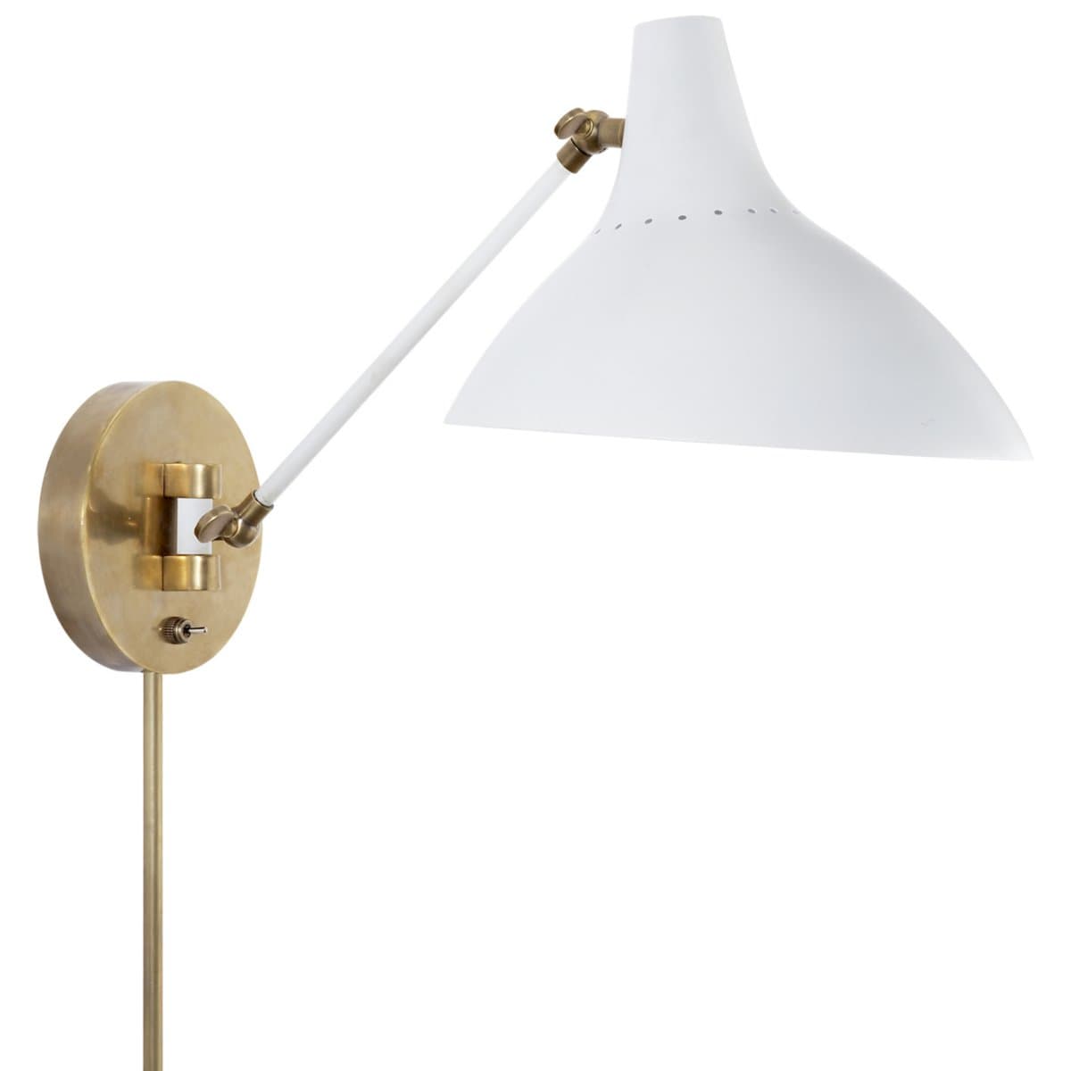Visual Comfort Signature | Charlton Wall Sconce — White and Hand-Rubbed Antique Brass
