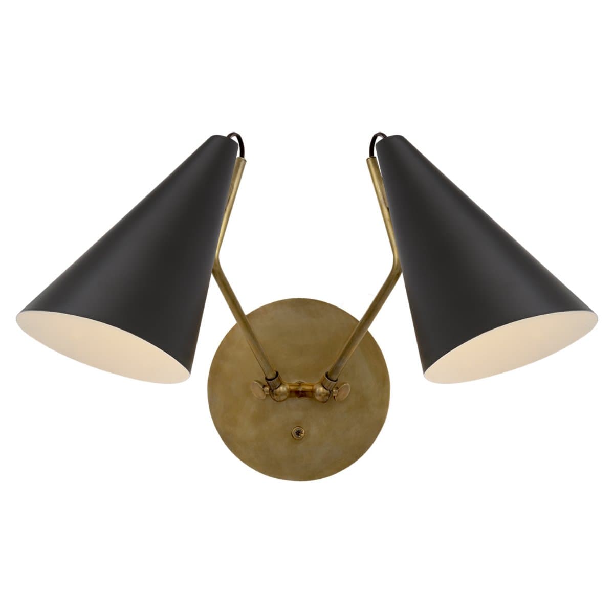 Visual Comfort Signature | Clemente Double Wall Sconce — Black and Hand-Rubbed Antique Brass