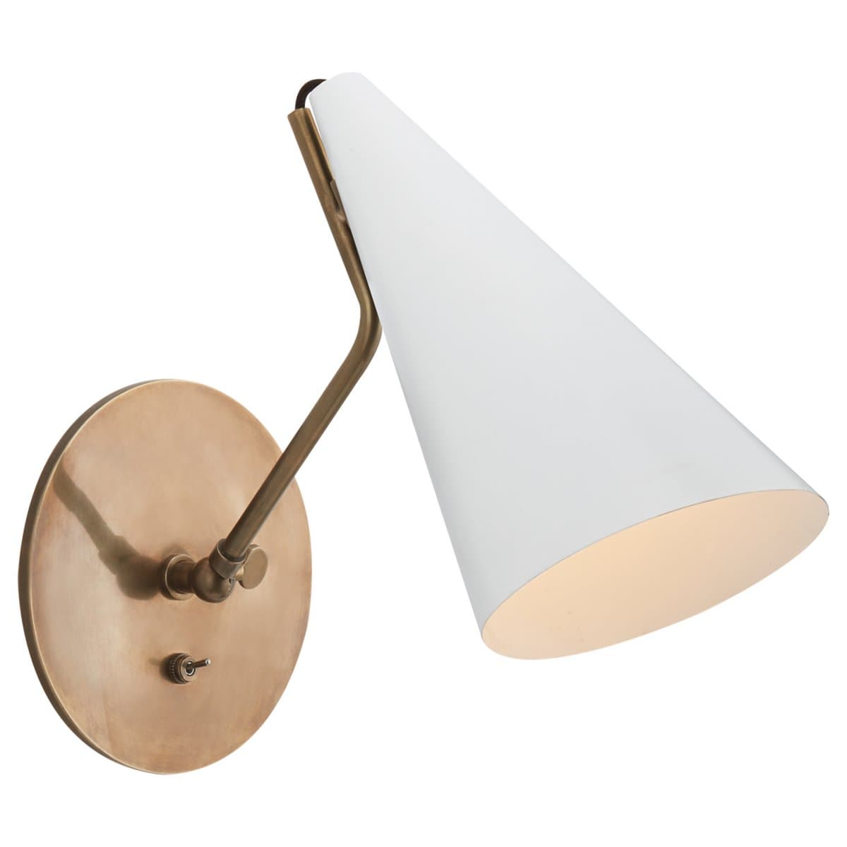 Visual Comfort Signature | Clemente Wall Sconce — White and Hand-Rubbed Antique Brass