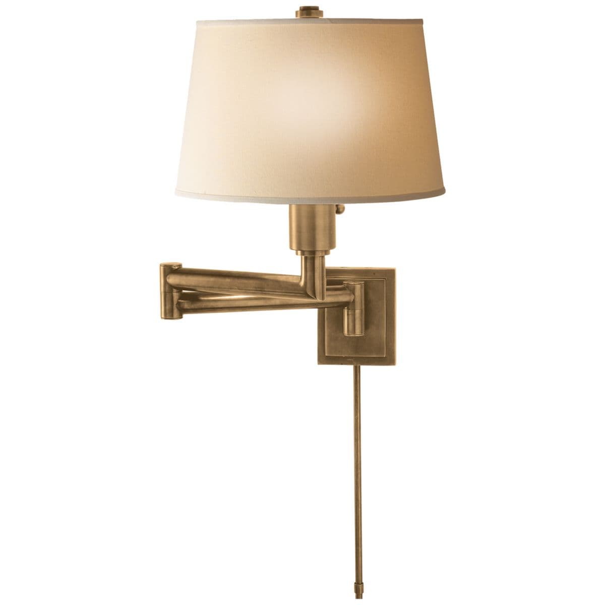 Visual Comfort Signature | Chunky Swing Arm Wall Sconce — Antique-Burnished Brass, Linen