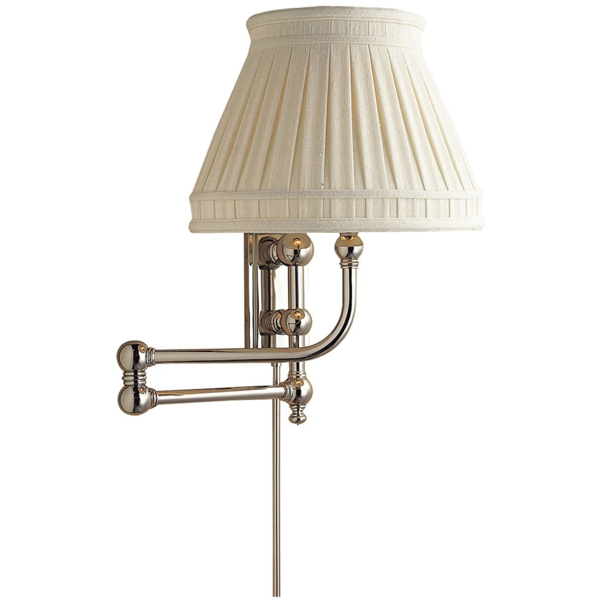 Visual Comfort Signature | Pimlico Swing Arm Wall Sconce — Polished Nickel, Linen Collar