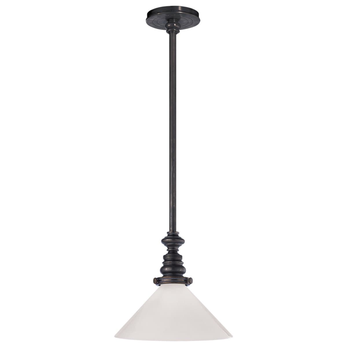 Visual Comfort Signature | Boston Clear Slant Pendant — Bronze, White Glass