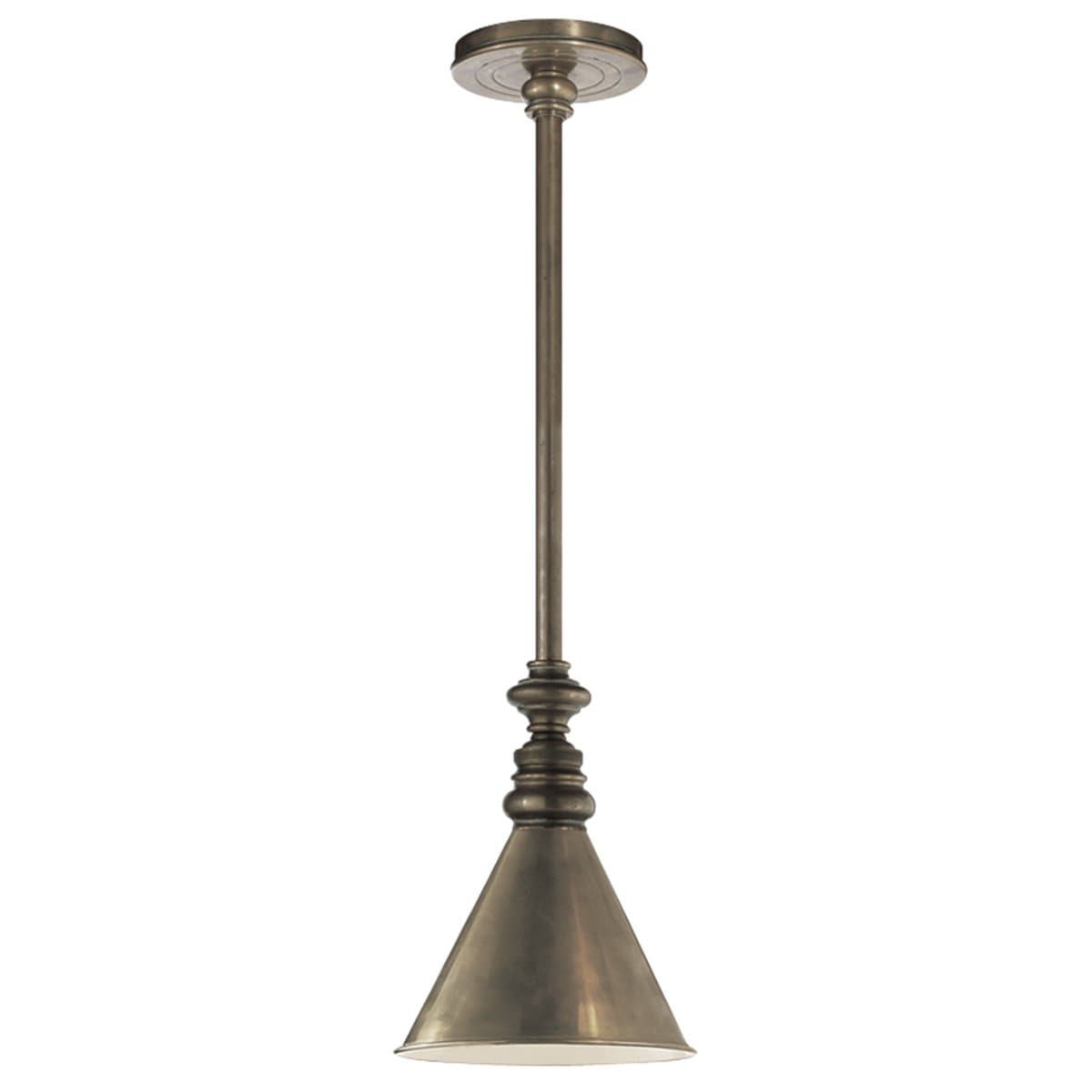Visual Comfort Signature | Boston Mini Slant Pendant — Hand-Rubbed Antique Brass - alternate view