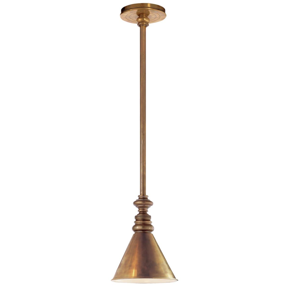 Visual Comfort Signature | Boston Mini Slant Pendant — Hand-Rubbed Antique Brass