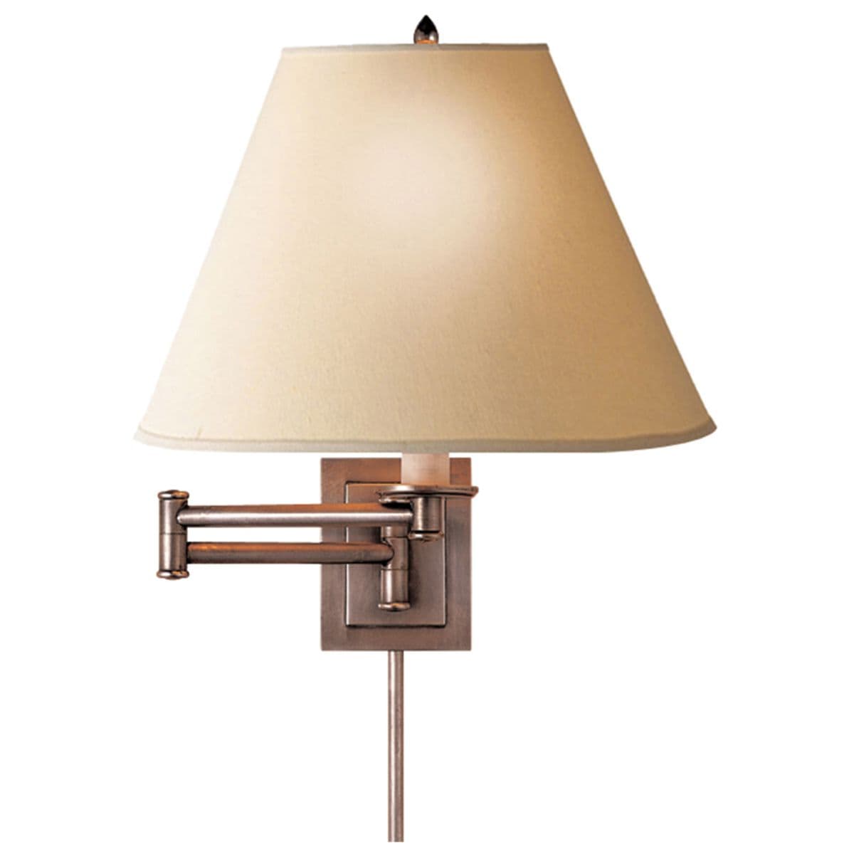 Visual Comfort Signature | Primitive Swing Arm Wall Sconce — Antique Nickel, Linen