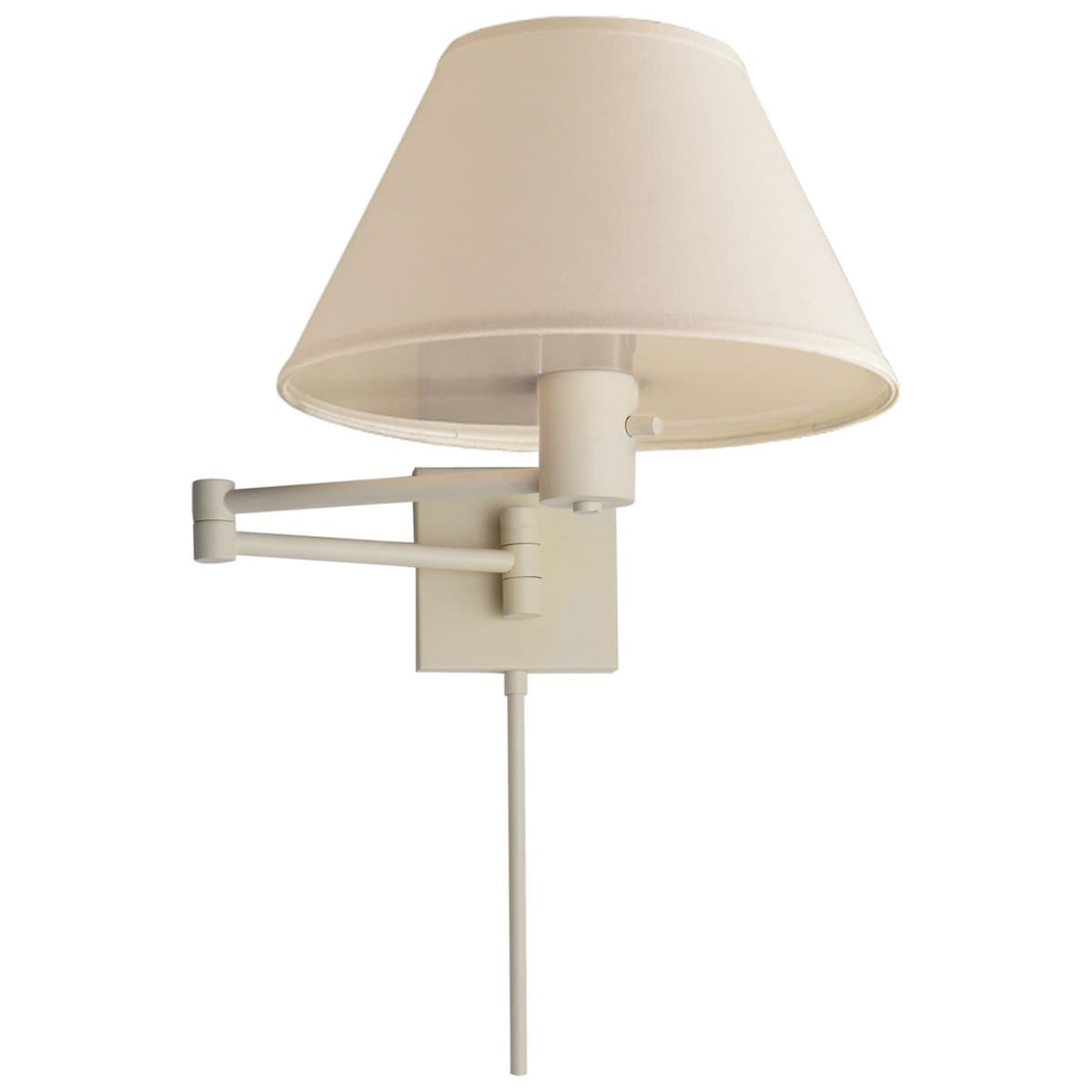 Visual Comfort Signature | Classic Swing Arm Wall Sconce with Linen Shade — White
