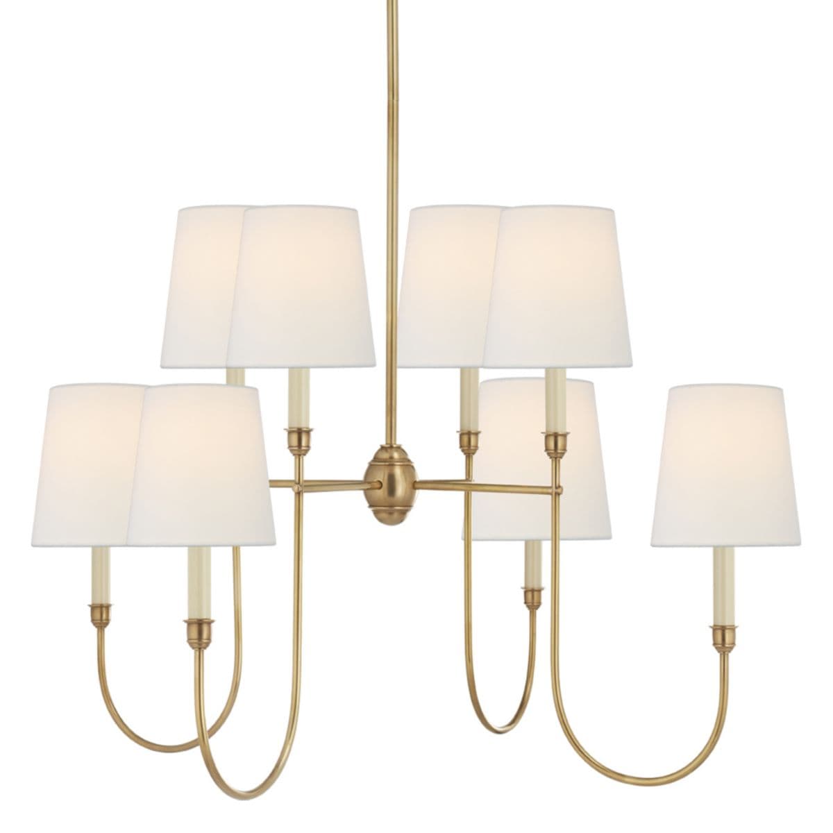Visual Comfort Signature | Vendome Large Chandelier — Hand-Rubbed Antique Brass, Linen