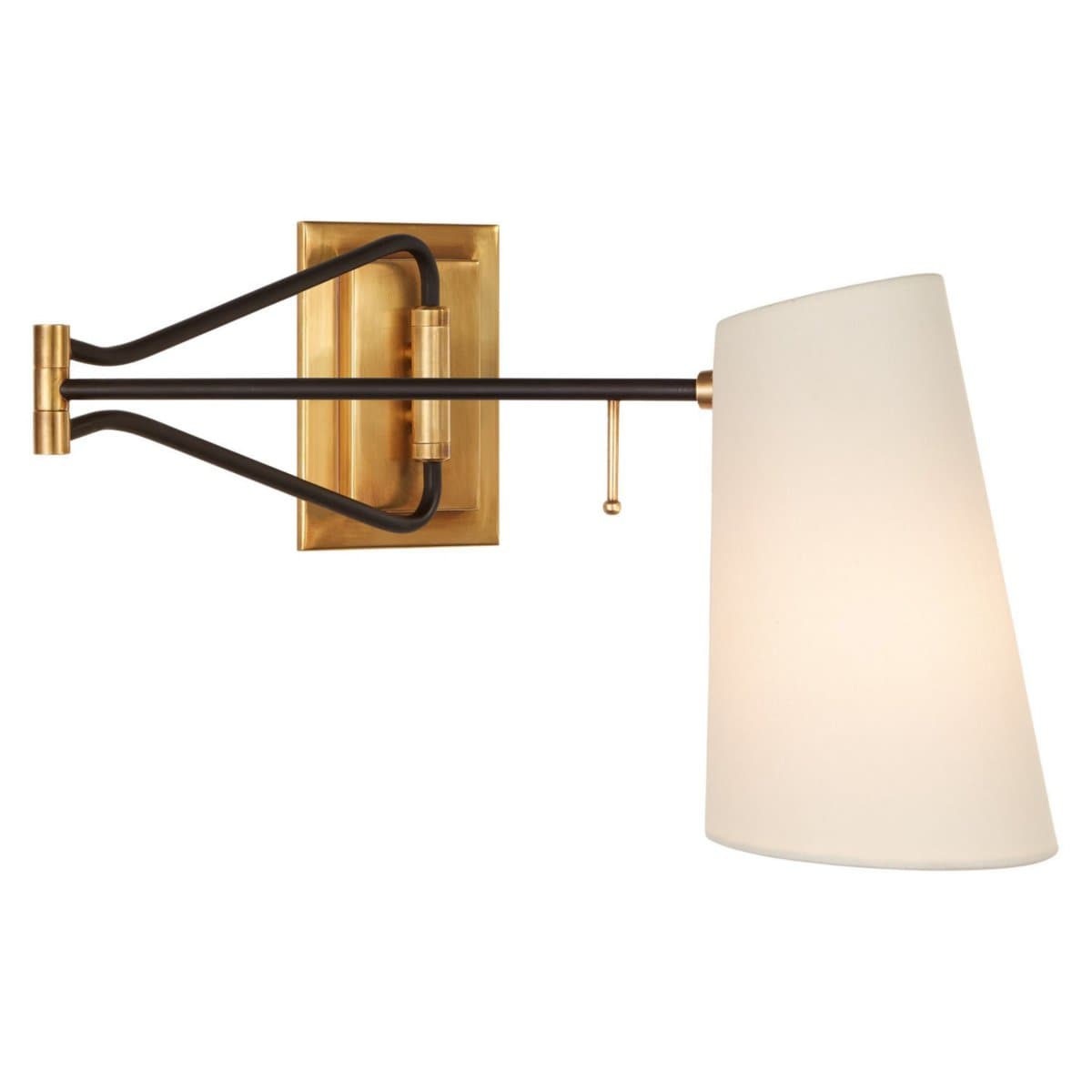 Visual Comfort Signature | Keil Swing Arm Wall Sconce — Hand-Rubbed Antique Brass and Black
