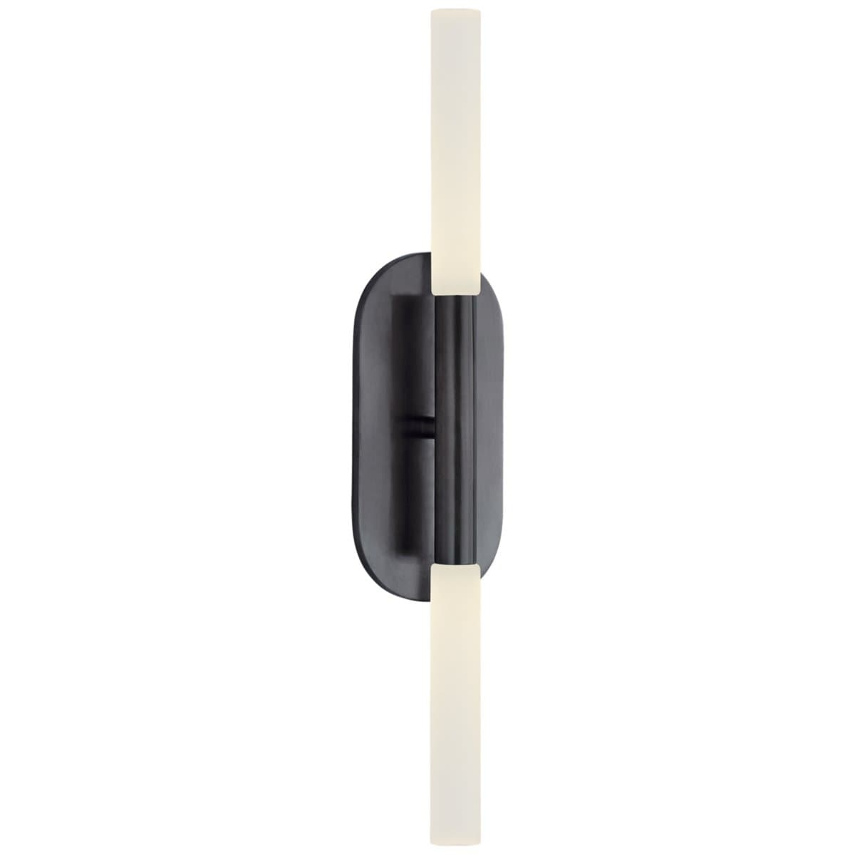 Visual Comfort Signature | Rousseau Double LED Wall Sconce — Bronze with Etched Crystal, Medium