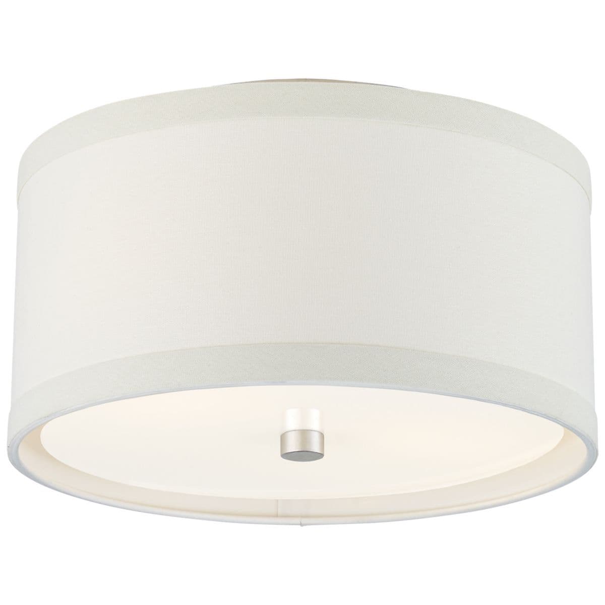 Visual Comfort Signature | Walker Flushmount — Burnished Silver Leaf with Cream Shade, Small