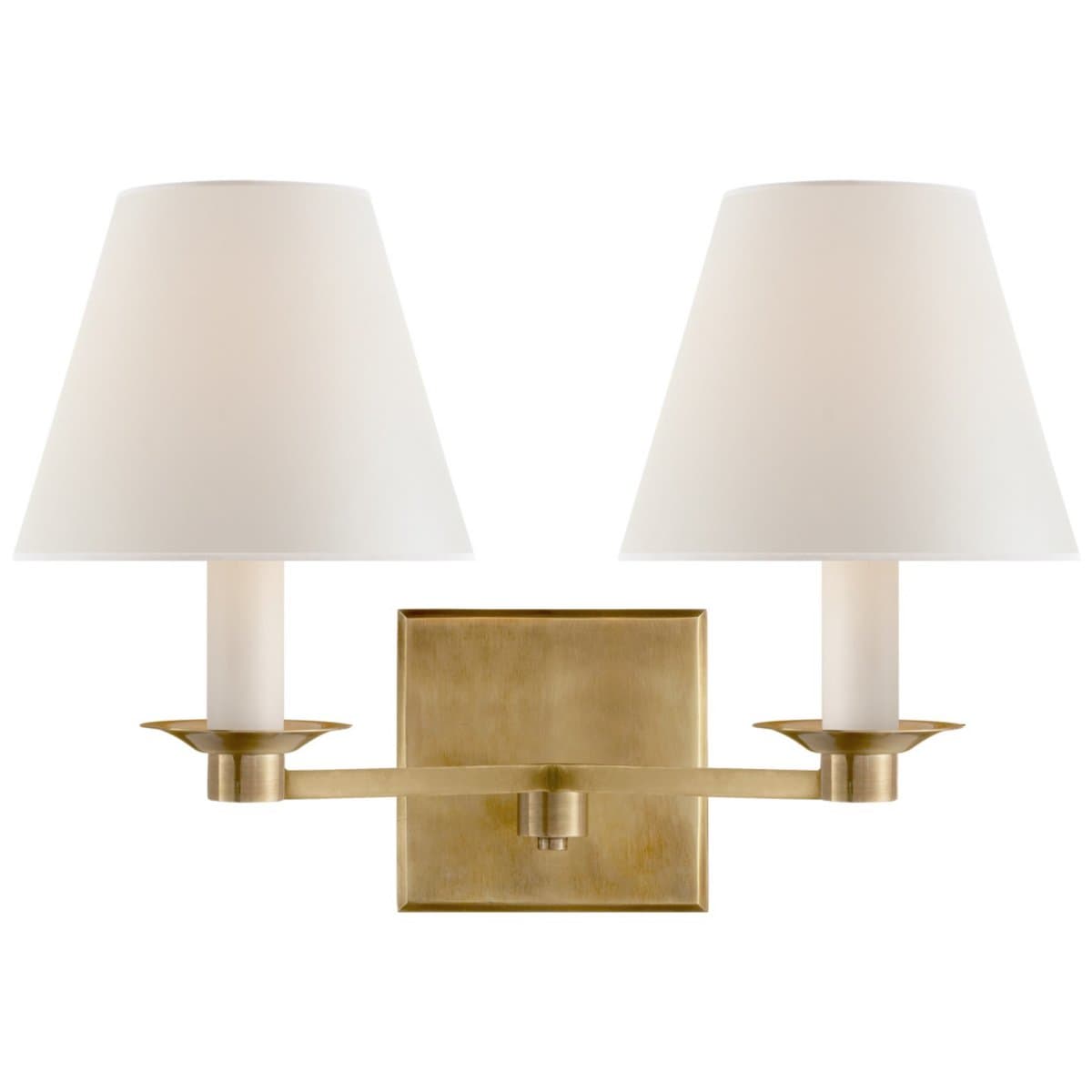 Visual Comfort Signature | Evans Double Arm Wall Sconce — Natural Brass