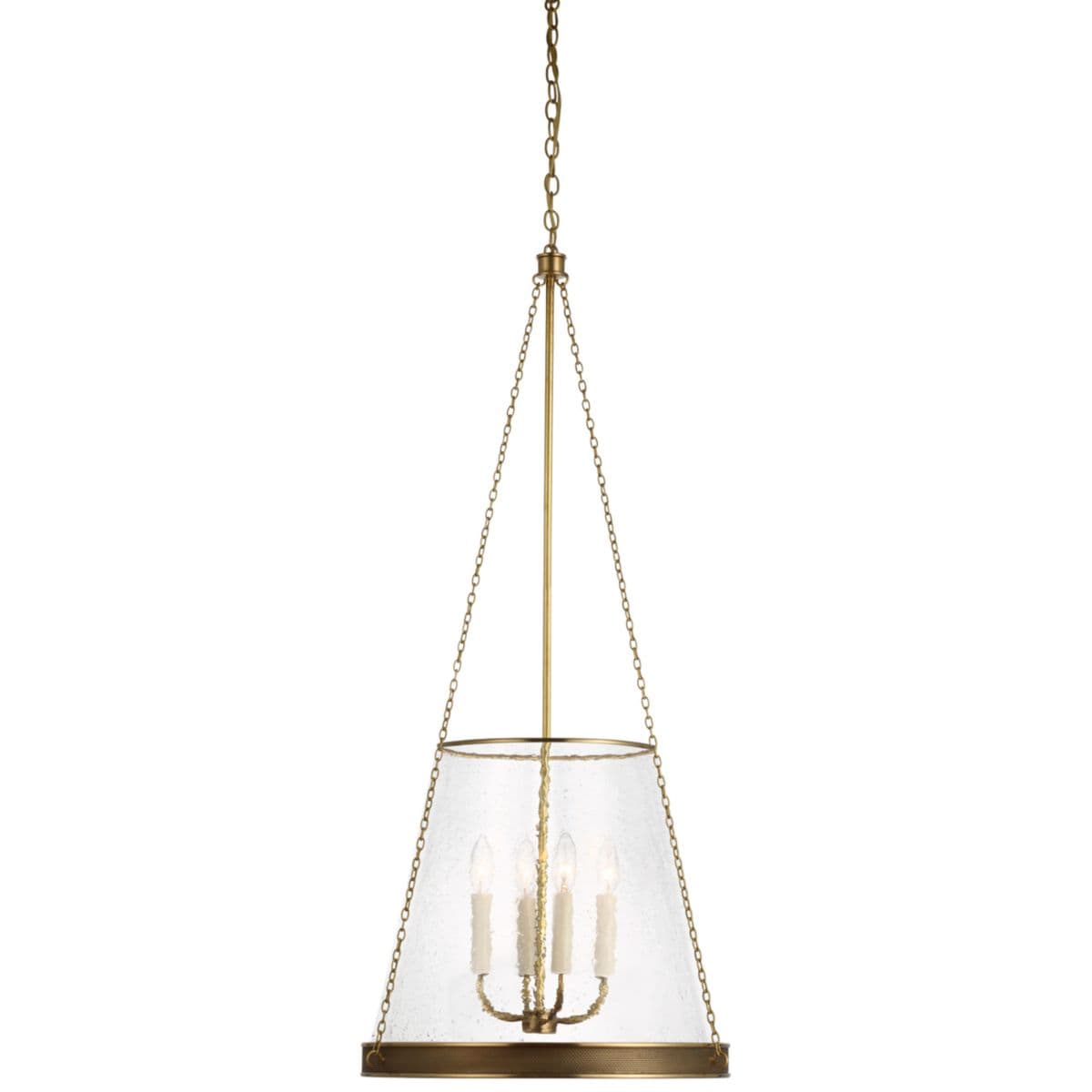 Visual Comfort Signature | Reese Pendant — Soft Brass, Clear Restoration Glass, 18 in