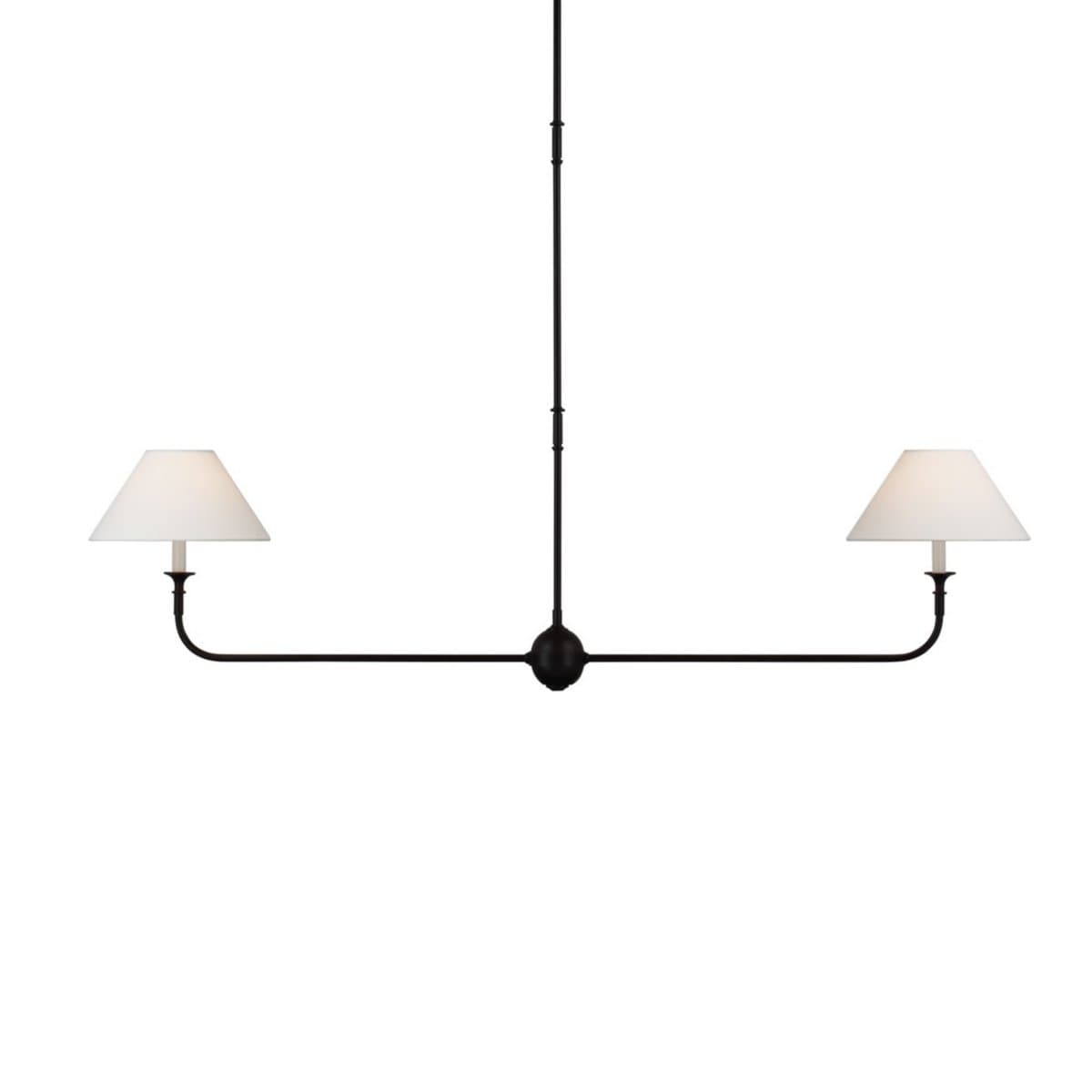 Visual Comfort Signature | Piaf Linear Suspension — Aged Iron and Ebonized Oak