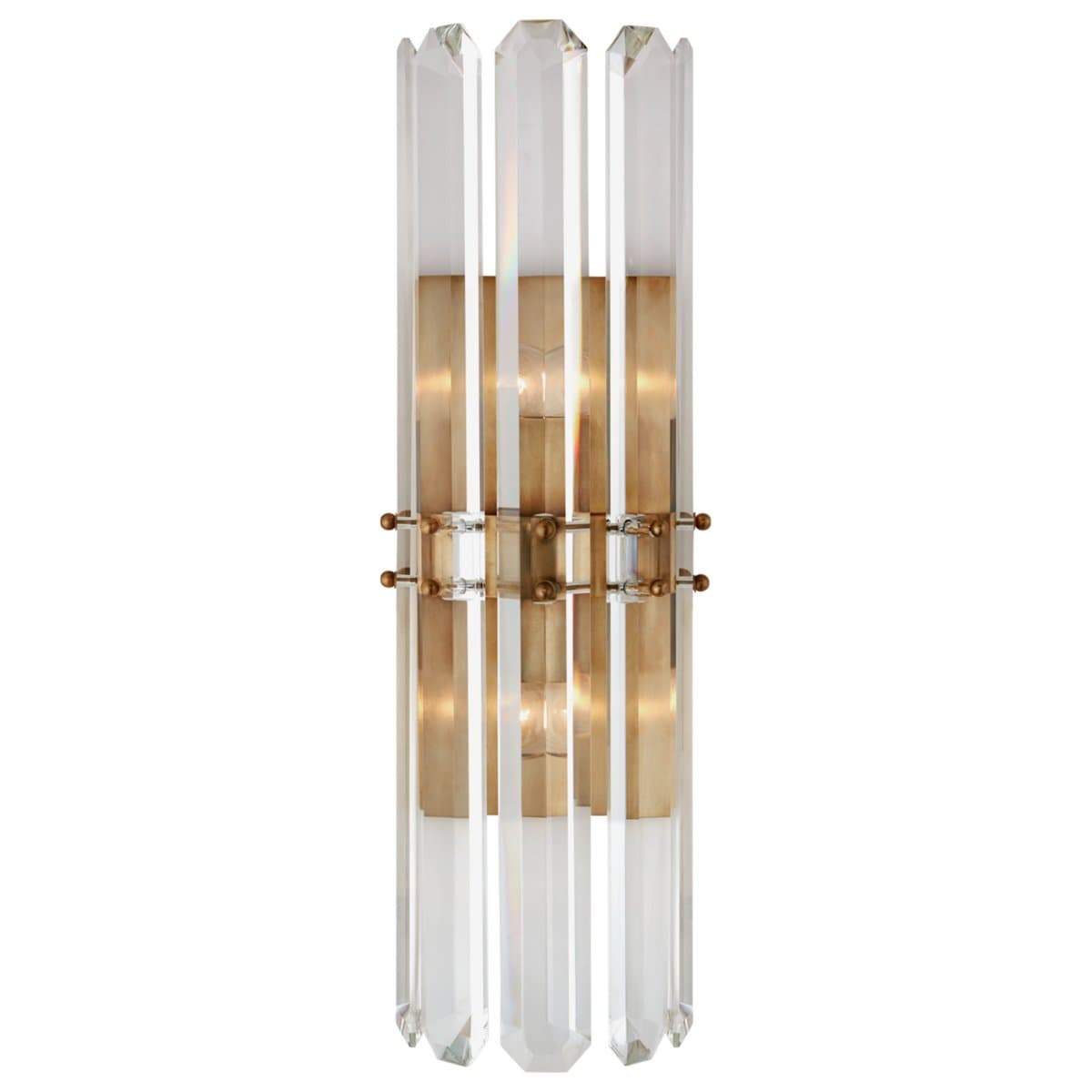 Visual Comfort Signature | Bonnington Tall Wall Sconce — Hand Rubbed Antique Brass, Crystal