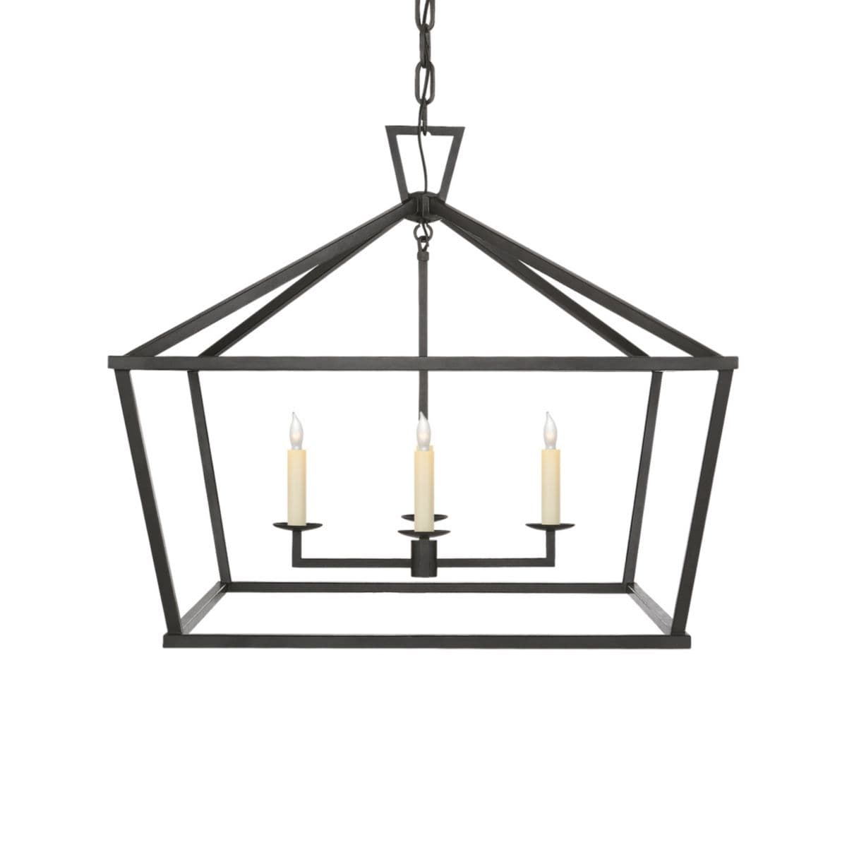 Visual Comfort Signature | Darlana Wide Lantern Pendant — Aged Iron, Medium
