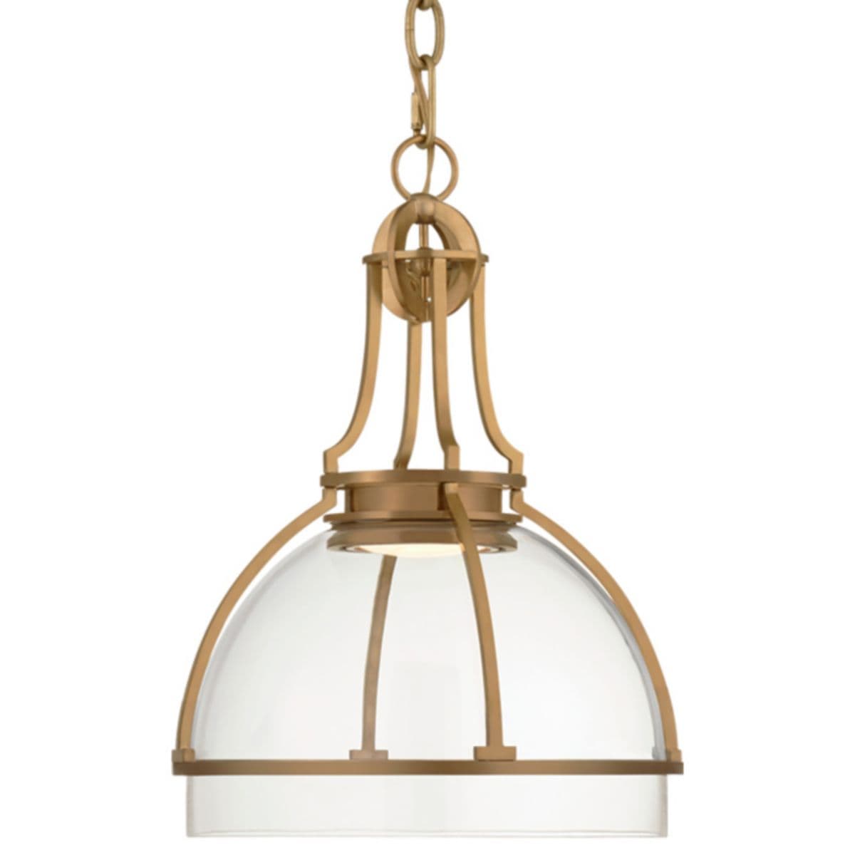 Visual Comfort Signature | Gracie Dome LED Pendant — Clear Glass, Antique Burnished Brass, Medium